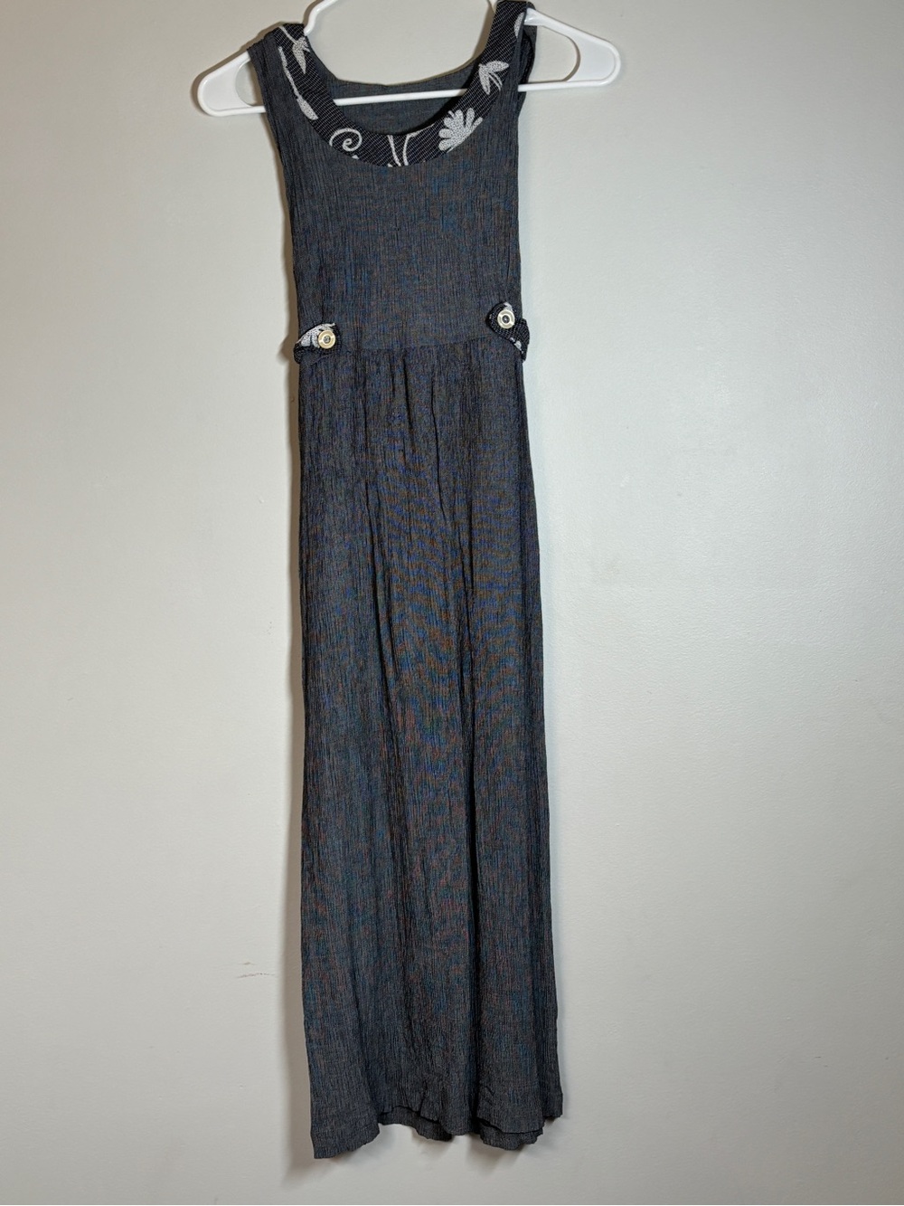 Sleeveless Maxi Dress in Charcoal with Floral Trim